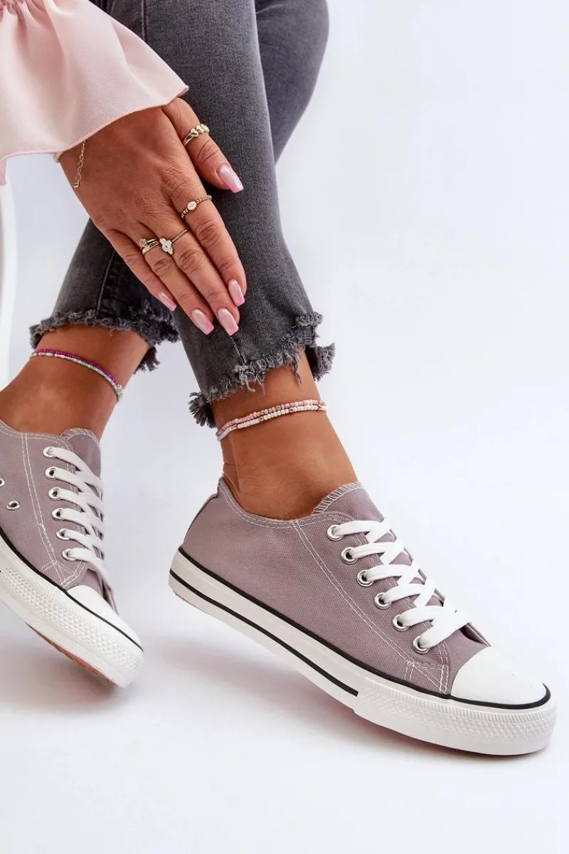 New Trampki Damskie Klasyczne Niskie Szare Caelira Damskie Trampki Damskie Niskie