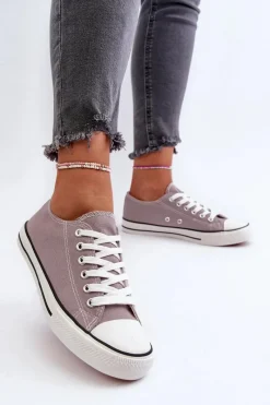 New Trampki Damskie Klasyczne Niskie Szare Caelira Damskie Trampki Damskie Niskie