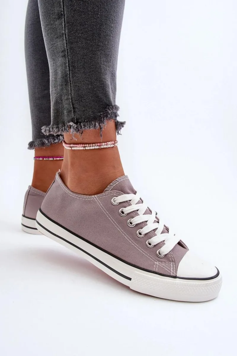 New Trampki Damskie Klasyczne Niskie Szare Caelira Damskie Trampki Damskie Niskie