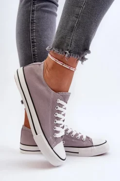 New Trampki Damskie Klasyczne Niskie Szare Caelira Damskie Trampki Damskie Niskie