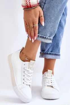 Trampki Damskie Niskie>Boto Trampki Damskie Klasyczne Biało-Beżowe Ville