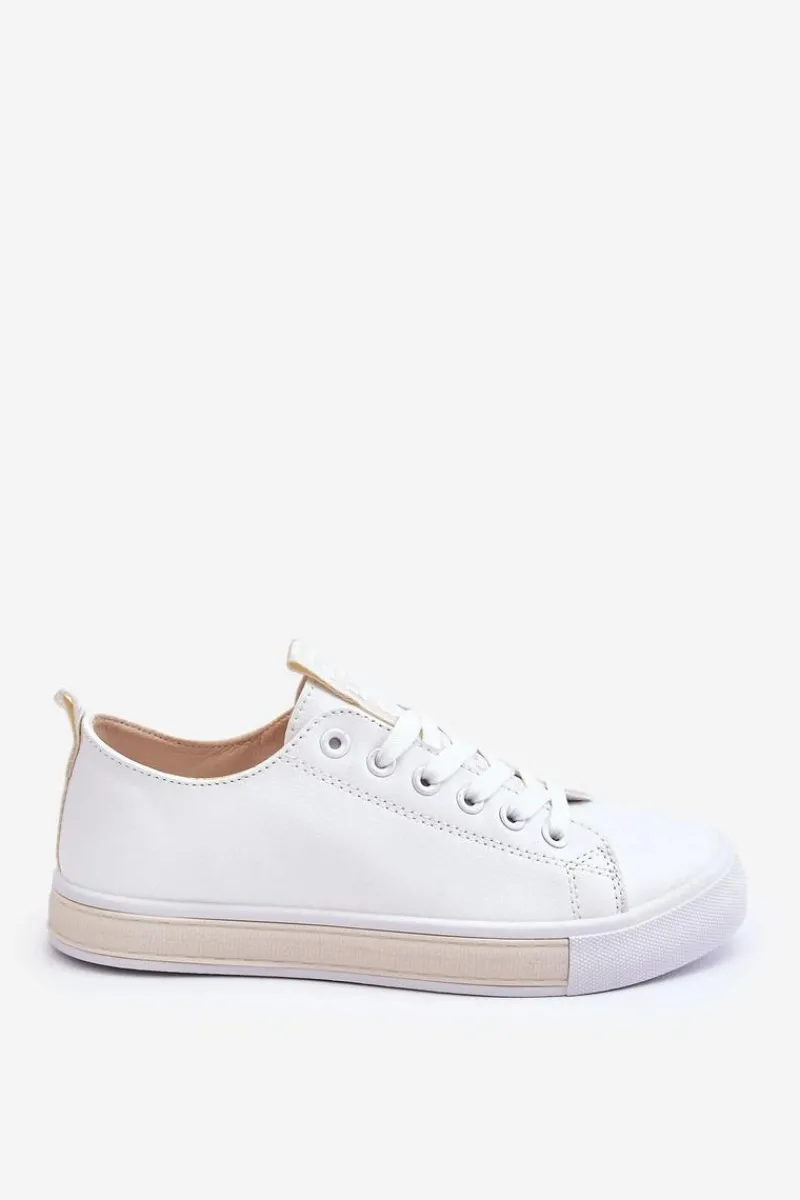 Trampki Damskie Niskie>Boto Trampki Damskie Klasyczne Biało-Beżowe Ville