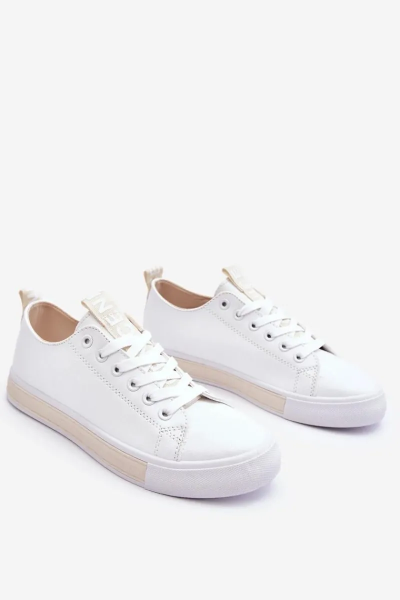 Trampki Damskie Niskie>Boto Trampki Damskie Klasyczne Biało-Beżowe Ville