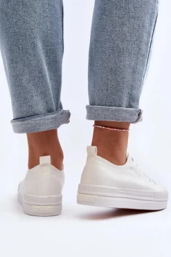 Discount Evento Trampki Damskie Materiałowe Białe Staneva Biały