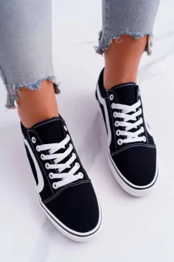 Hot Trampki Damskie Materiałowe Czarne Bestro Damskie Trampki Damskie Niskie