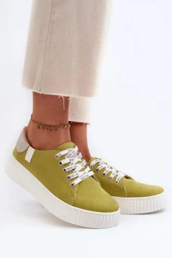 Hot Big Star Shoes Trampki Damskie MEMORY FOAM SYSTEM BIG STAR NN276003 Limonkowe Zielony