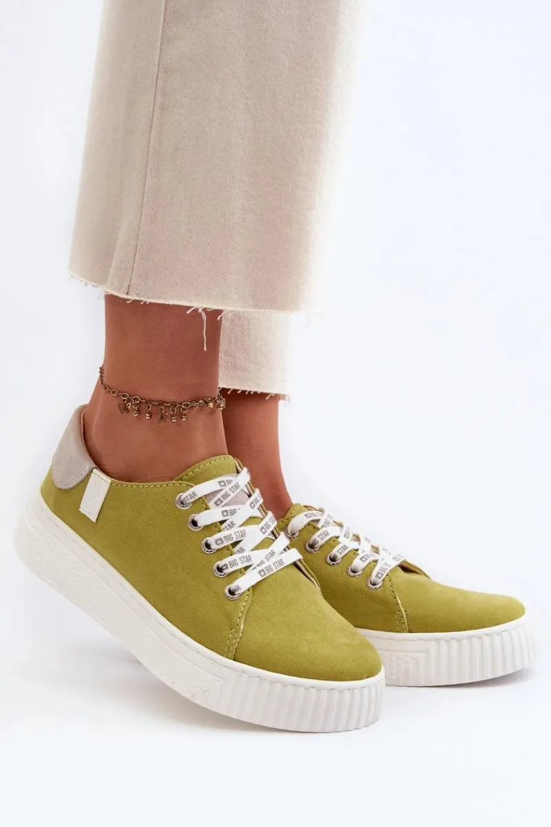 Hot Big Star Shoes Trampki Damskie MEMORY FOAM SYSTEM BIG STAR NN276003 Limonkowe Zielony