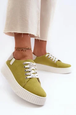 Hot Big Star Shoes Trampki Damskie MEMORY FOAM SYSTEM BIG STAR NN276003 Limonkowe Zielony