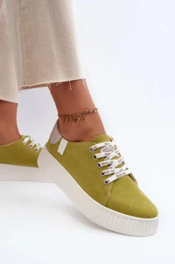 Hot Big Star Shoes Trampki Damskie MEMORY FOAM SYSTEM BIG STAR NN276003 Limonkowe Zielony