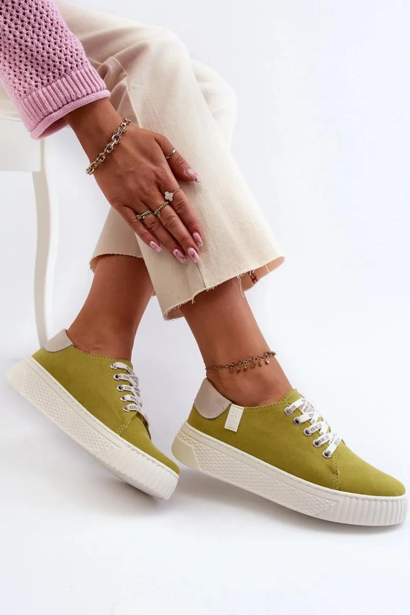 Hot Big Star Shoes Trampki Damskie MEMORY FOAM SYSTEM BIG STAR NN276003 Limonkowe Zielony