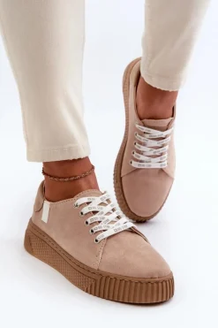 Clearance Trampki Damskie MEMORY FOAM SYSTEM BIG STAR NN276002 Ciemnobeżowe Damskie Trampki Damskie Big Star|Trampki Damskie Niskie