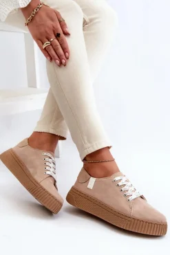 Clearance Trampki Damskie MEMORY FOAM SYSTEM BIG STAR NN276002 Ciemnobeżowe Damskie Trampki Damskie Big Star|Trampki Damskie Niskie