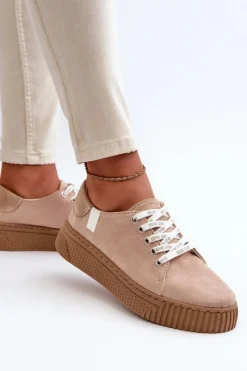 Clearance Trampki Damskie MEMORY FOAM SYSTEM BIG STAR NN276002 Ciemnobeżowe Damskie Trampki Damskie Big Star|Trampki Damskie Niskie