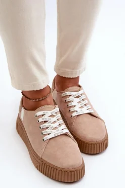 Clearance Trampki Damskie MEMORY FOAM SYSTEM BIG STAR NN276002 Ciemnobeżowe Damskie Trampki Damskie Big Star|Trampki Damskie Niskie