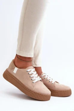 Clearance Trampki Damskie MEMORY FOAM SYSTEM BIG STAR NN276002 Ciemnobeżowe Damskie Trampki Damskie Big Star|Trampki Damskie Niskie