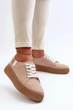 Clearance Trampki Damskie MEMORY FOAM SYSTEM BIG STAR NN276002 Ciemnobeżowe Damskie Trampki Damskie Big Star|Trampki Damskie Niskie