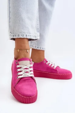 Best Trampki Damskie MEMORY FOAM SYSTEM BIG STAR NN276004 Fuksja Damskie Trampki Damskie Big Star|Trampki Damskie Niskie