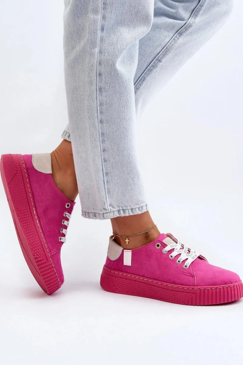 Best Trampki Damskie MEMORY FOAM SYSTEM BIG STAR NN276004 Fuksja Damskie Trampki Damskie Big Star|Trampki Damskie Niskie