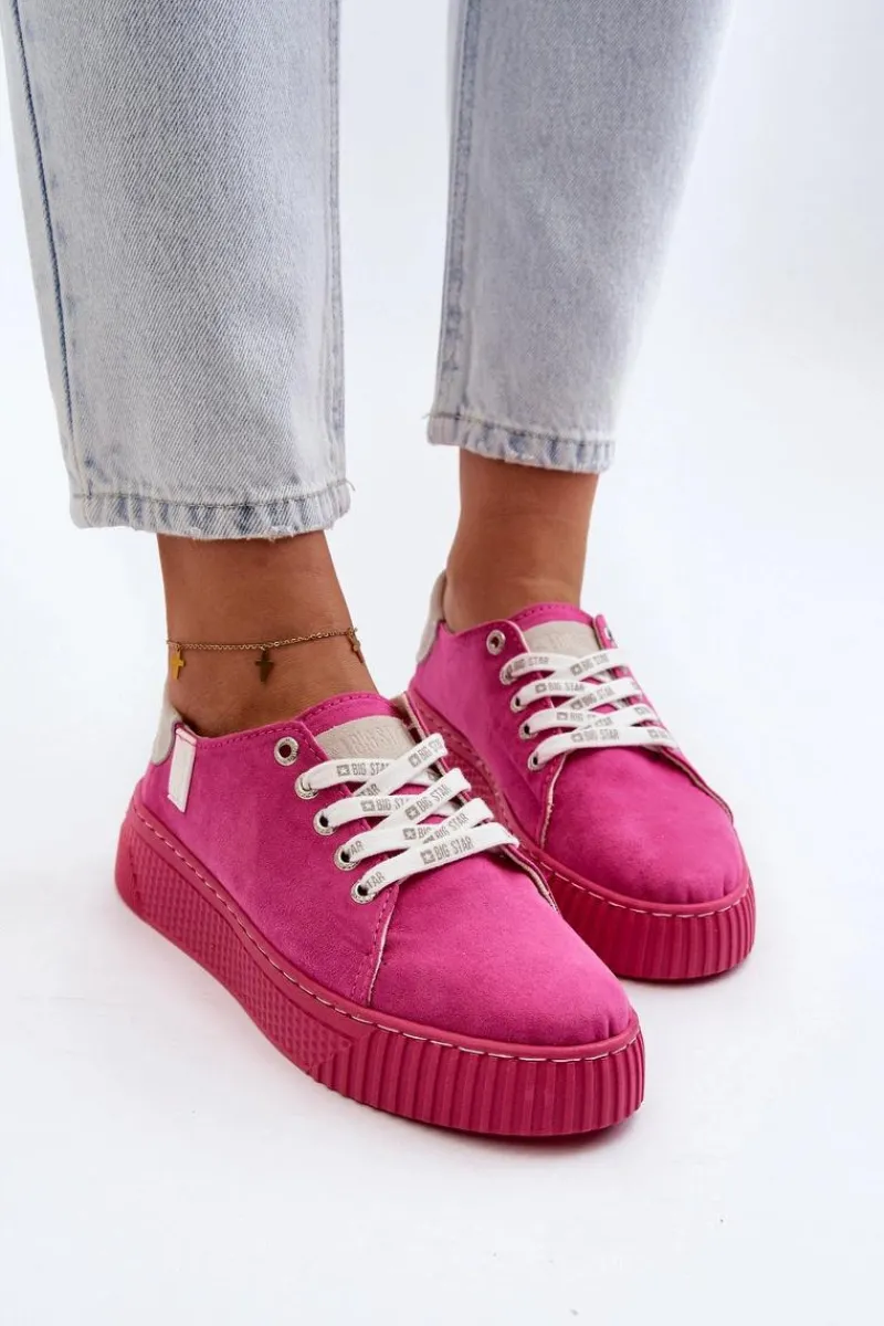 Best Trampki Damskie MEMORY FOAM SYSTEM BIG STAR NN276004 Fuksja Damskie Trampki Damskie Big Star|Trampki Damskie Niskie