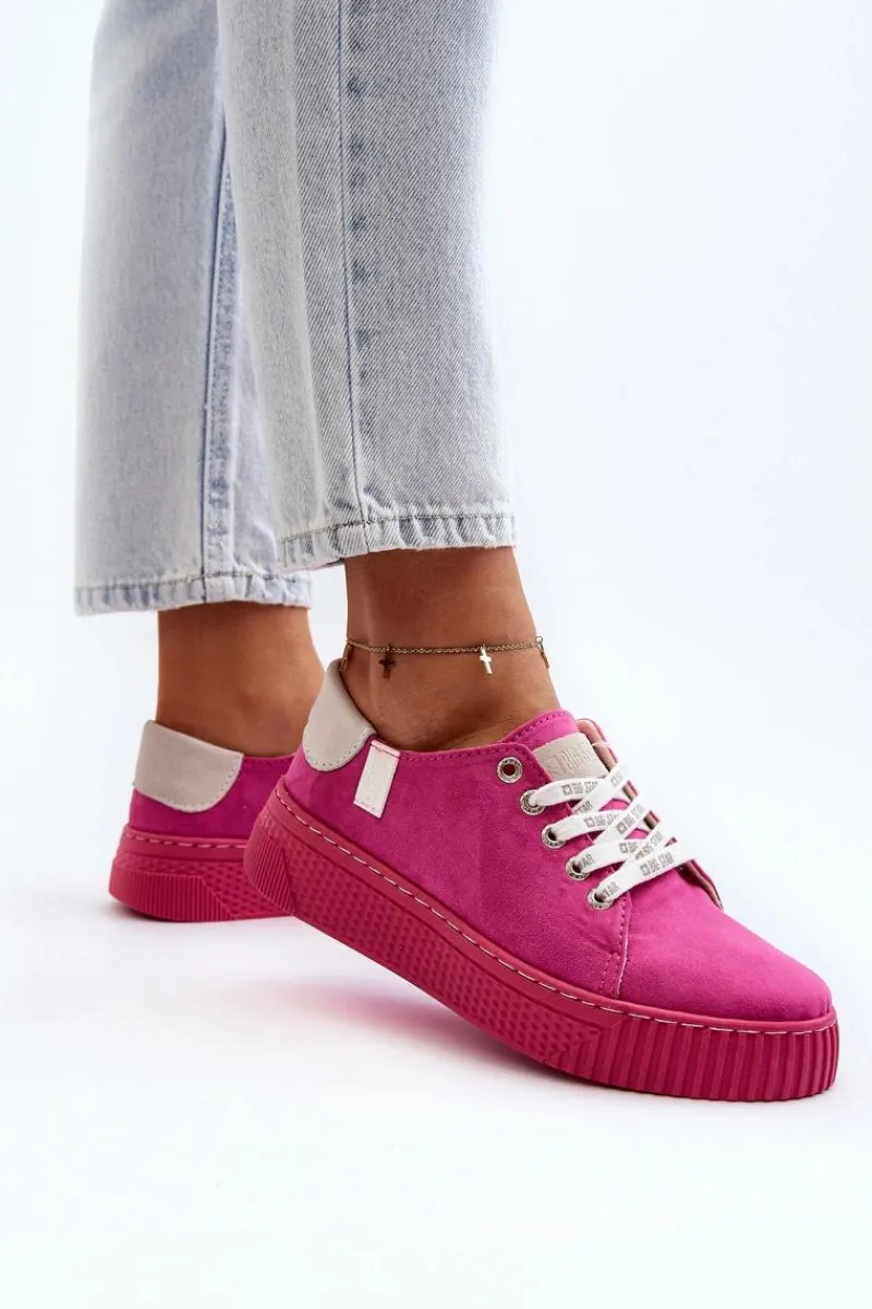 Best Trampki Damskie MEMORY FOAM SYSTEM BIG STAR NN276004 Fuksja Damskie Trampki Damskie Big Star|Trampki Damskie Niskie