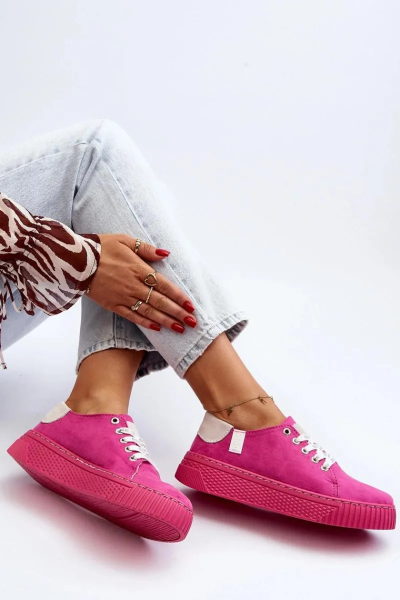 Best Trampki Damskie MEMORY FOAM SYSTEM BIG STAR NN276004 Fuksja Damskie Trampki Damskie Big Star|Trampki Damskie Niskie