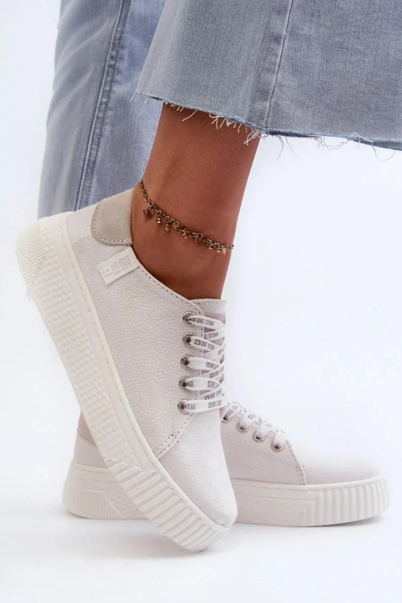 Trampki Damskie Big Star|Trampki Damskie Niskie>Big Star Shoes Trampki Damskie MEMORY FOAM SYSTEM BIG STAR NN276001 Białe Biały