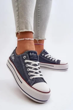 Discount Lee Cooper Trampki Damskie Na Grubej Podeszwie LCW-24-31-2220 Granatowe