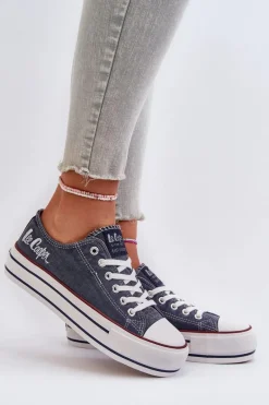 Discount Lee Cooper Trampki Damskie Na Grubej Podeszwie LCW-24-31-2220 Granatowe