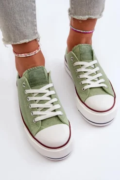 Trampki Damskie Niskie>Lee Cooper Trampki Damskie Na Grubej Podeszwie LCW-24-31-2217 Zielone