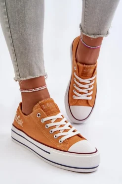 Outlet Lee Cooper Trampki Damskie Na Grubej Podeszwie LCW-24-31-2216 Pomarańczowe