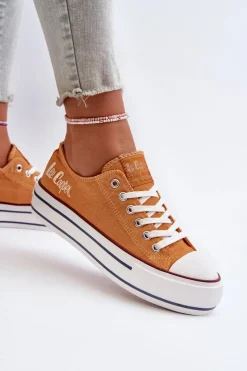 Outlet Lee Cooper Trampki Damskie Na Grubej Podeszwie LCW-24-31-2216 Pomarańczowe