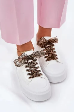 Hot Trampki Damskie Na Masywnej Platformie Z Ozdobnym Sznurowaniem Białe Zidora Damskie Trampki Damskie Niskie