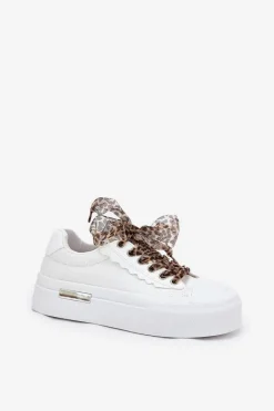 Hot Trampki Damskie Na Masywnej Platformie Z Ozdobnym Sznurowaniem Białe Zidora Damskie Trampki Damskie Niskie