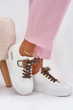 Hot Trampki Damskie Na Masywnej Platformie Z Ozdobnym Sznurowaniem Białe Zidora Damskie Trampki Damskie Niskie