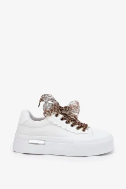 Hot Trampki Damskie Na Masywnej Platformie Z Ozdobnym Sznurowaniem Białe Zidora Damskie Trampki Damskie Niskie