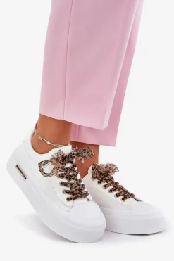 Hot Trampki Damskie Na Masywnej Platformie Z Ozdobnym Sznurowaniem Białe Zidora Damskie Trampki Damskie Niskie