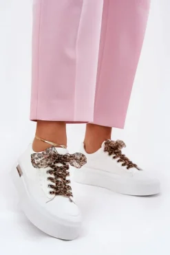 Hot Trampki Damskie Na Masywnej Platformie Z Ozdobnym Sznurowaniem Białe Zidora Damskie Trampki Damskie Niskie