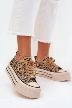 Best Trampki Damskie Na Masywnej Platformie Panterka Marinae Damskie Trampki Damskie Niskie