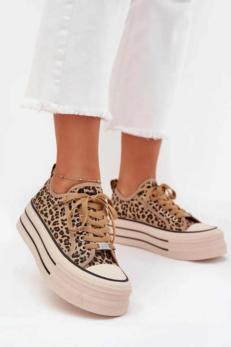 Best Trampki Damskie Na Masywnej Platformie Panterka Marinae Damskie Trampki Damskie Niskie