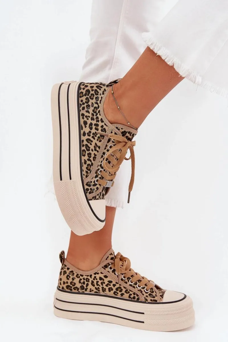 Best Trampki Damskie Na Masywnej Platformie Panterka Marinae Damskie Trampki Damskie Niskie