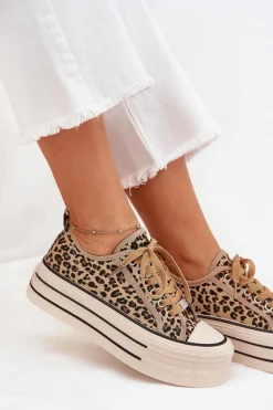 Best Trampki Damskie Na Masywnej Platformie Panterka Marinae Damskie Trampki Damskie Niskie