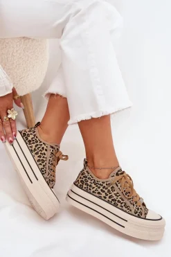 Best Trampki Damskie Na Masywnej Platformie Panterka Marinae Damskie Trampki Damskie Niskie