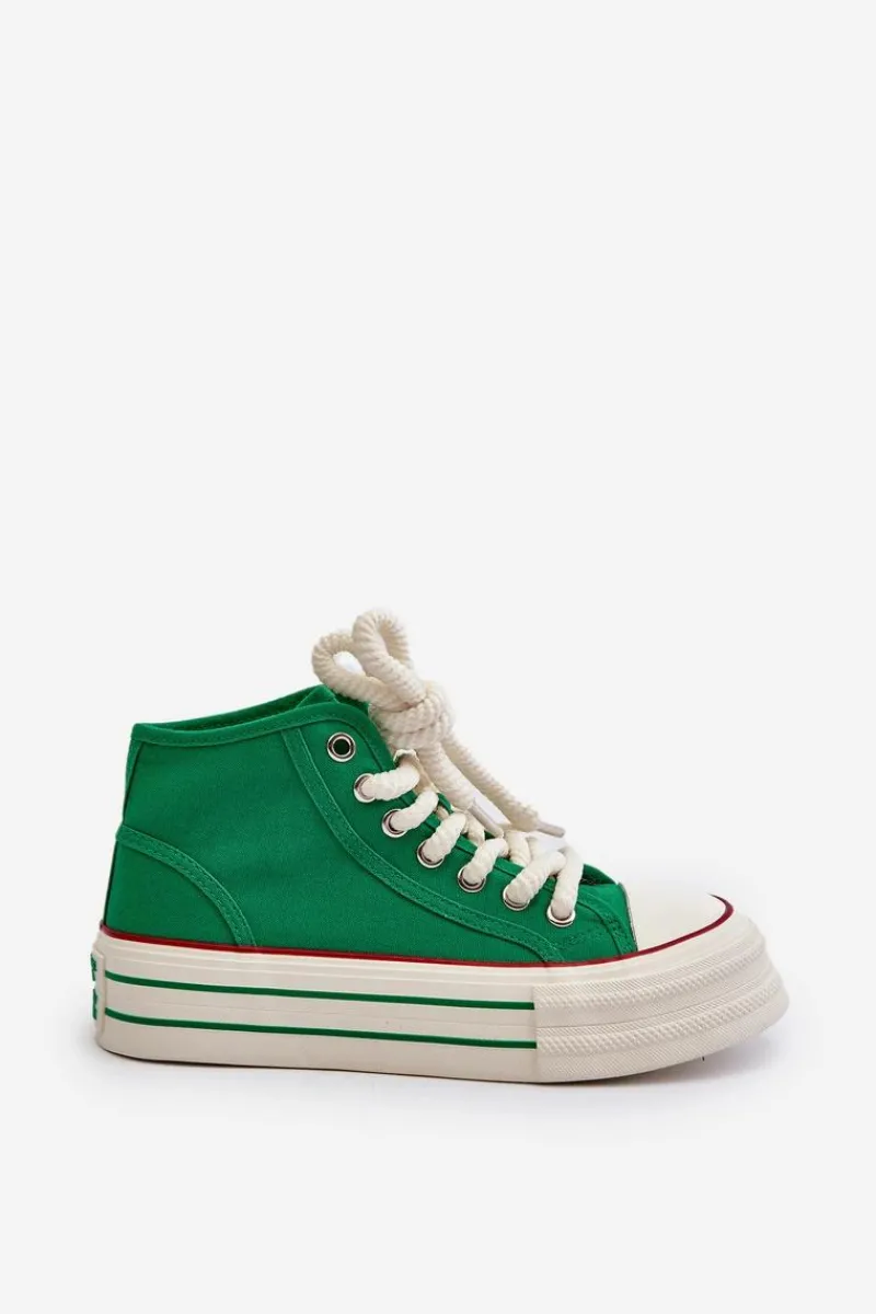 Trampki Damskie Wysokie>Boto Trampki Damskie Na Platformie Zielone Aineri