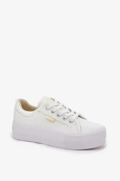 Online Trampki Damskie Na Platformie LCW-25-31-3450L Białe Damskie Trampki Damskie Niskie