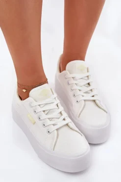 Online Trampki Damskie Na Platformie LCW-25-31-3450L Białe Damskie Trampki Damskie Niskie