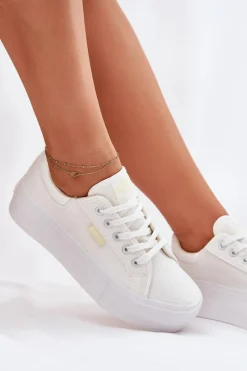 Online Trampki Damskie Na Platformie LCW-25-31-3450L Białe Damskie Trampki Damskie Niskie