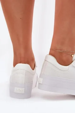 Online Trampki Damskie Na Platformie LCW-25-31-3450L Białe Damskie Trampki Damskie Niskie