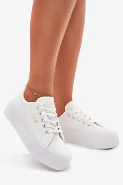 Online Trampki Damskie Na Platformie LCW-25-31-3450L Białe Damskie Trampki Damskie Niskie