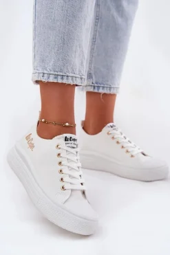 Trampki Damskie Niskie>Lee Cooper Trampki Damskie Na Platformie LCW-24-44-2462L Białe