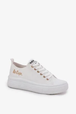 Trampki Damskie Niskie></noscript>Lee Cooper Trampki Damskie Na Platformie LCW-24-44-2462L Białe